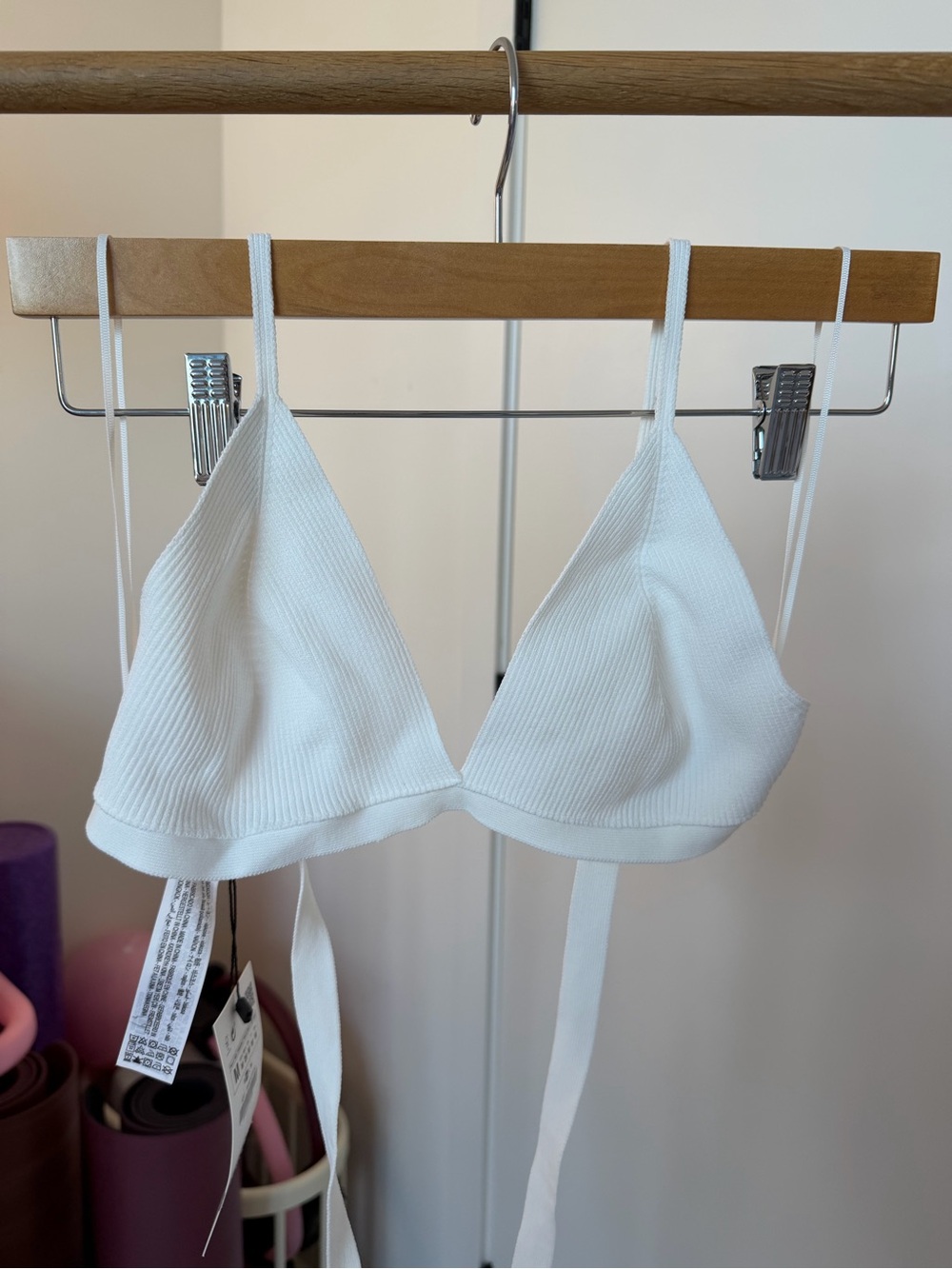 Zara Ribbed Triangle Bralette - White